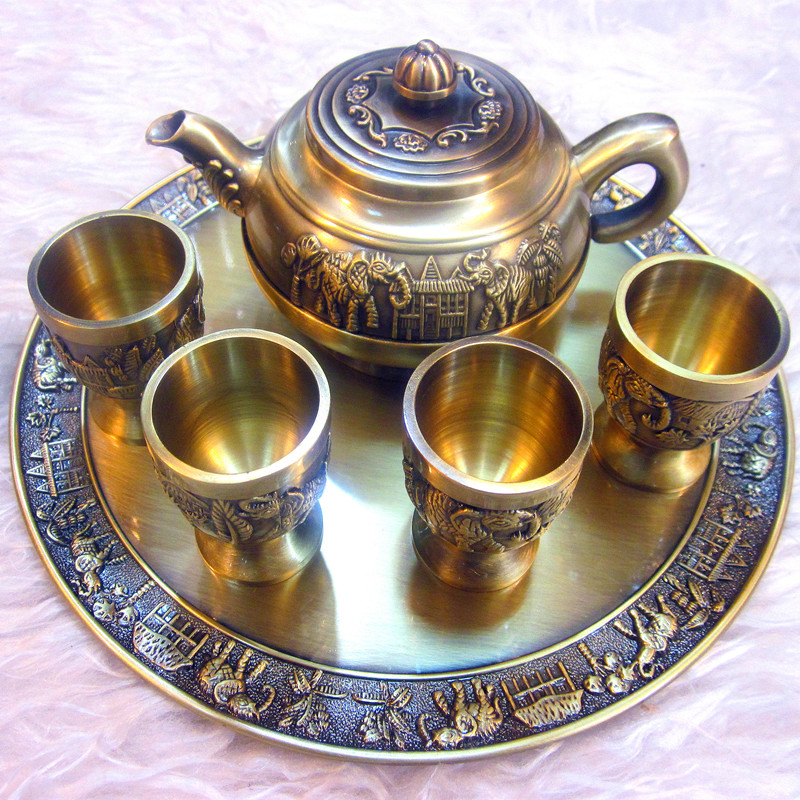 Bronze tea set Wine set gift box Handicraft decoration real shot Double Twelve Carnival boutique gifts