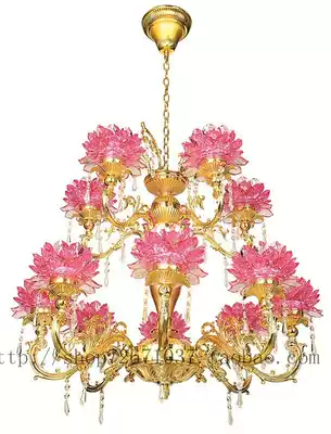 LED13 Pink crystal Colorful Lotus lamp Chandelier Temple lamp Buddha lamp Buddha lamp Buddha Hall Chandelier Household