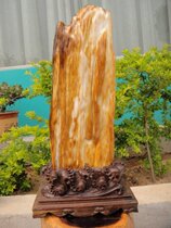 Big rich boutique Myanmar tree fossil wood jade ornaments Floor-to-ceiling window balcony Bogu frame Lucky Feng Shui 91938#