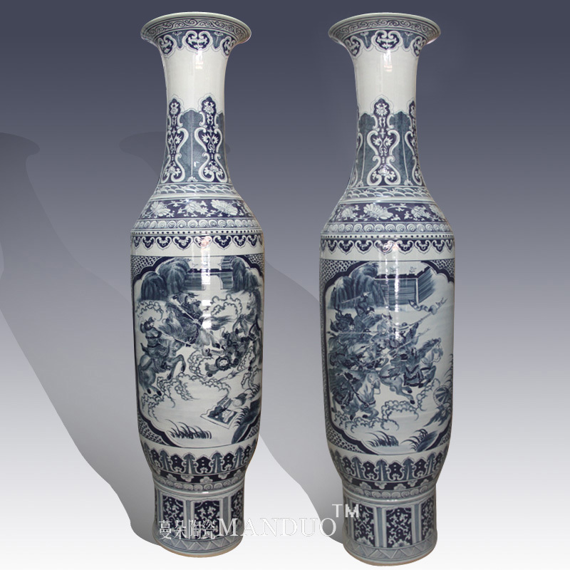 Jingdezhen hand - made porcelain three British war lyu3 bu4 hall of large vase sitting room place the corporate culture