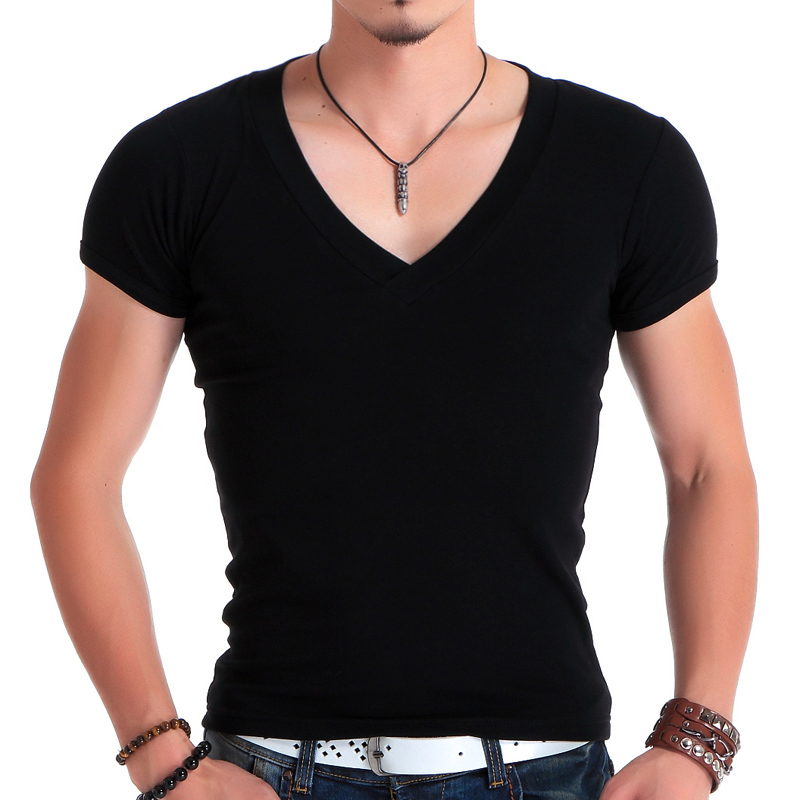 tight fitting v neck t shirts