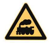 Unguarded railway crossing warning sign Warning sign Traffic sign Traffic sign Safety sign