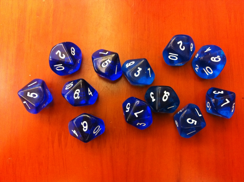 10-sided 1-10 transparent blue dice multi-sided plug dragon and dungeon indicator life counter ten-sided color
