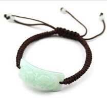 Burmas natural super - beautiful emerald carving jade - carved bracelet weaves bracelet