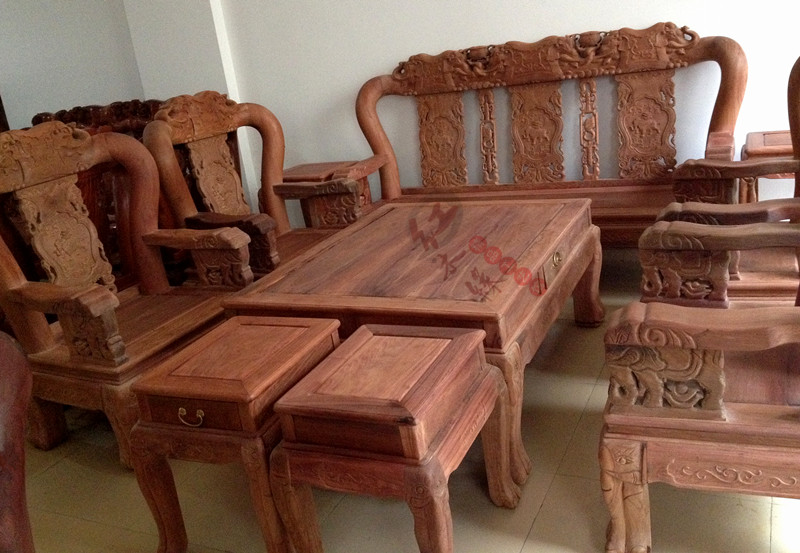 Myanmar Flowers Pear Wood Big Fruits Purple Sandalwood Furniture New Classical Living Room War Country Elephant Sofa Manufacturer Direct