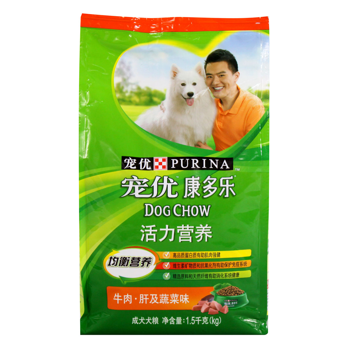 波奇网 宠物狗粮康多乐成犬狗粮牛肉肝蔬菜口味狗粮1.5kg全国包邮