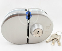 Shop door face Large door lock glass door lock moving door lock central lock waist lock-stainless steel-copper lock key free of punch