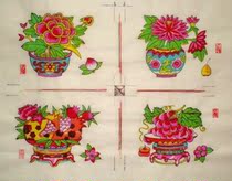 National Intangible Cultural Heritage collection Best gift Wu Qiang Woodblock New Year painting One by one Flower window grille