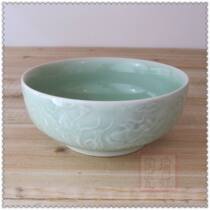 Supervalues Recommended Jingdezhen Ceramics Imitation Ancient Shadow Green Glaze Powder Green Glaze Engraving Phoenix Art Bowl Special Price