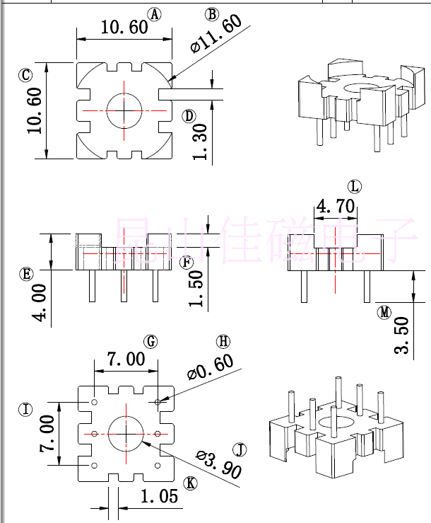 Magnetic ring Base BASE009 (3 3) Needle distance 7 3 5 rows from 0 Pin 6