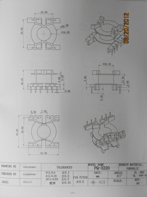 The amount of high - discount transformer inductor PQ3220 vertical 6 6 electric wood skeleton 200 yuan k