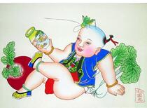 National intangible cultural heritage gift to the National gift collection of fine Yangliuqing woodblock New year painting on the top of the round light