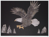 Hezhe fish skin painting (New Exhibition Hongtu) with frame