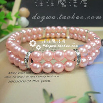 Pet puppy dog ​​pearl necklace Hepburn temperament Czech rhinestone luxury quality Teddy VIP jewelry 2 colors