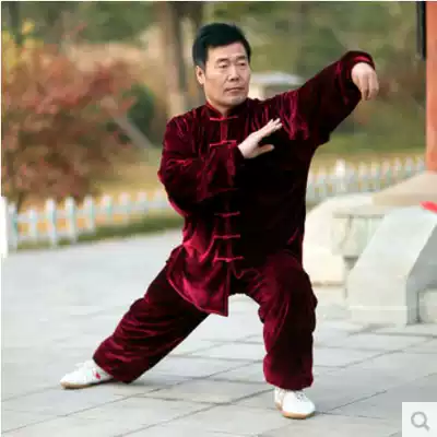 LF1 autumn and winter thick gold velvet Taiji clothing practice uniforms men and women do not fall velvet Taijiquan clothing