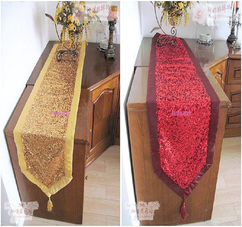 Original new product foreign trade gorgeous pearl satin three-dimensional sequin table flag European home dining room table cloth decorative towel