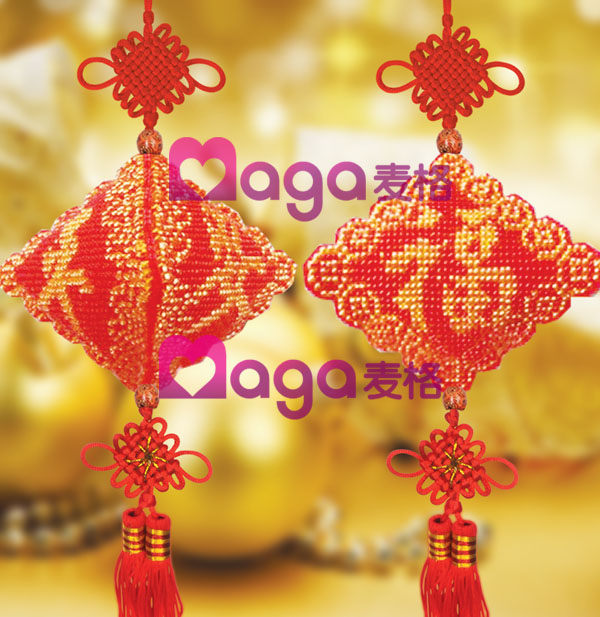 (Line embroidery) Miga automobile hanging cross embroidery stereo three-sided embroidery CH-018 copper money safely and happily
