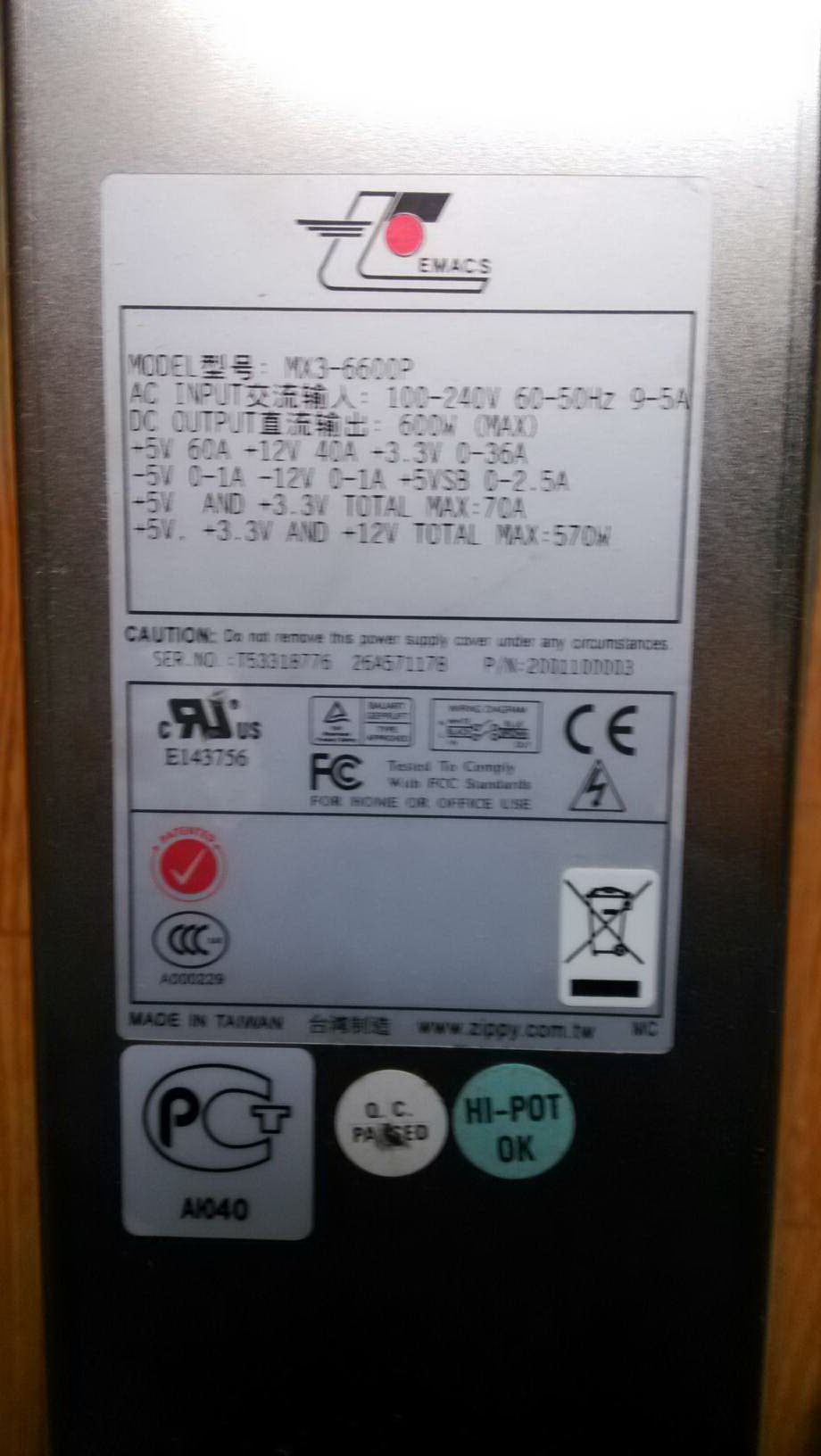 ZEMACS Original Demolition Machine New Huge Redundant Power Module MX3-6600P Rated 600W Redundant Power Supply