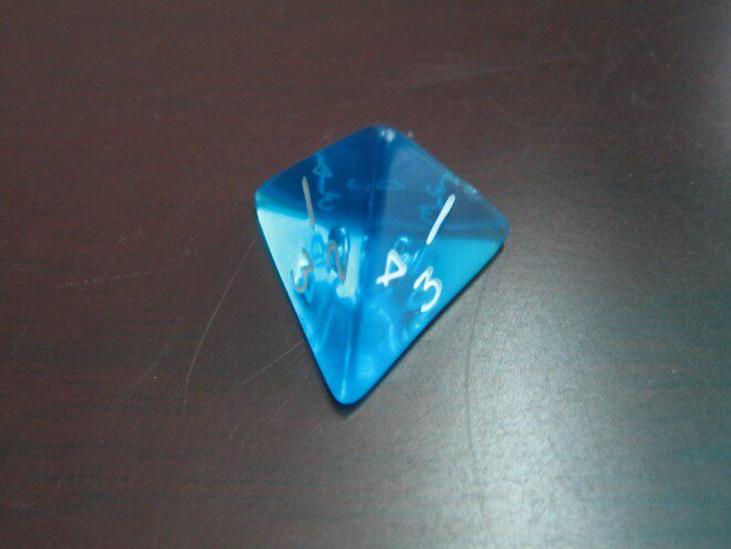 4 faces dice with dice D4 triangular tapered dice charm transparent blue transparent red pyramid dice