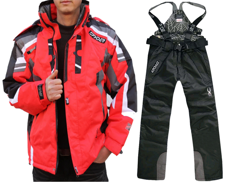 New Spiderco/Spider Ski Suit Set, Waterproof, Cold-Proof, Super Warm Men's Ski Jacket and Pants