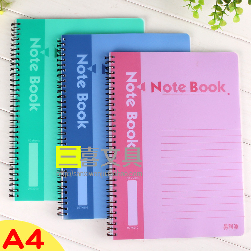 Candy color coil book PP plastic notebook office spiral color notepad primary and secondary school students diary A4
