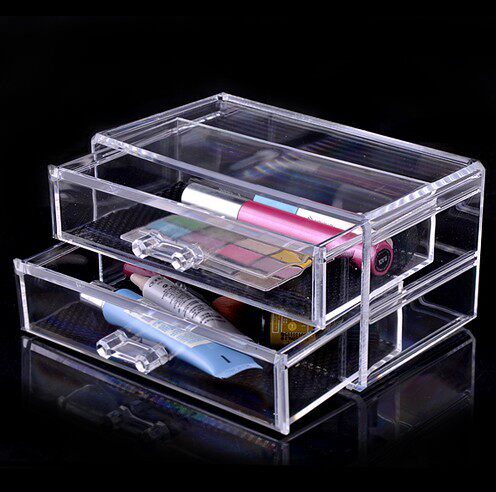 Korean version 2nd floor Advanced acrylic crystal box transparent box drawer-type containing box office containing box