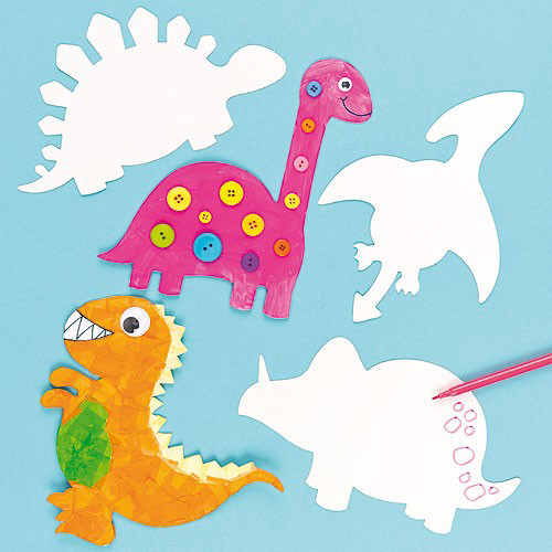 Kindergarten paper white adobe dinosaur children DIY painted handmade material cardboard diy white moles on color 20