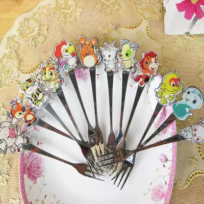 Plate 12 Zodiac fork cute twelve Zodiac fork creative fork stainless steel Children's set box