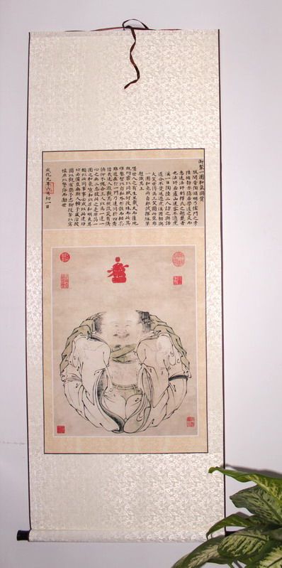 Vintage calligraphy and painting A peaceful figure Confucian Buddhism and Tao hanging painting Confucius Lao Tzu Shakyamuni Buddha Three holy unity portrait hanging