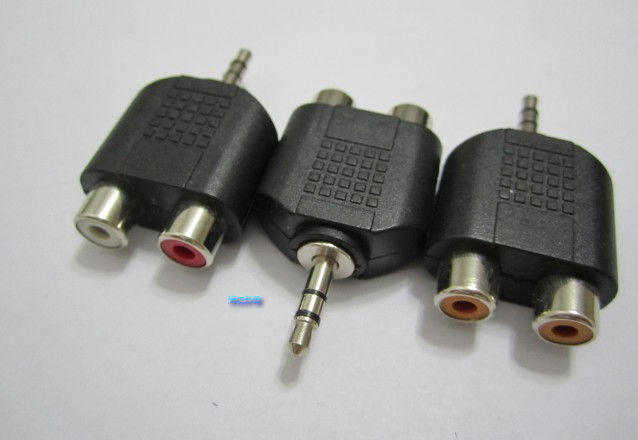 3 5 to RCA one-to-two conversion head 3 5 plug to double lotus female connector computer headphone audio adapter