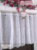 Clear water crystal rattan white short yarn curtain embroidery half curtain bay window shading finished curtain rod full bag