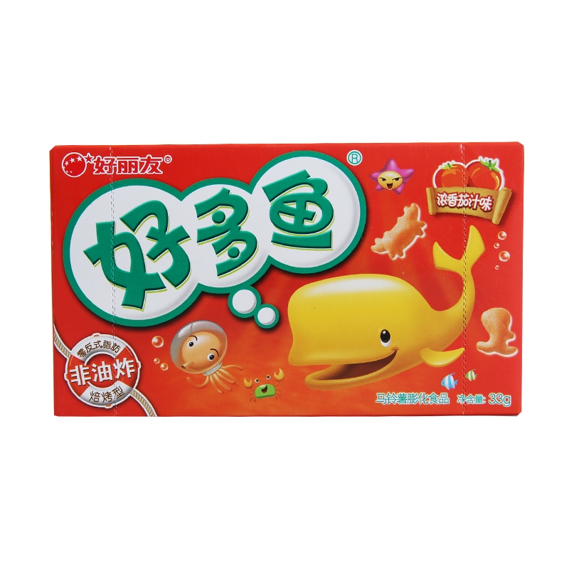 【天猫超市】好丽友好多鱼浓香茄汁味33g 办公室休闲零食食品