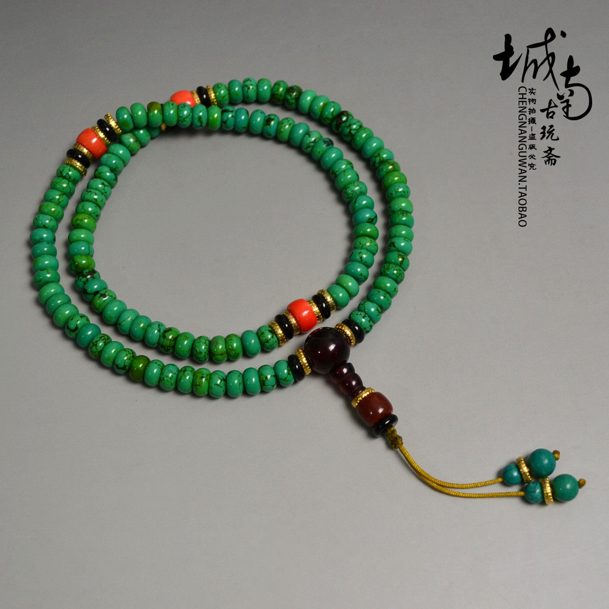 Tibet Dense Green Pine Stone 108 Son Buddha Beads Candied Abacus Beads Bracelet Handmade Car Pendant 8mm