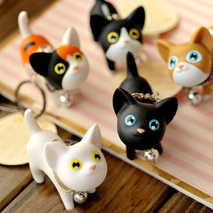 Novelty cat mobile phone charm key ring couple key chain creative gift Kat kitten small gift