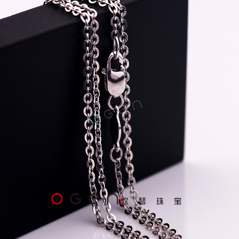 Platinum PT950 fish hook spring small O boutique cross Item neck necklace lengthened 60 cm Special cabinet spot Eugen