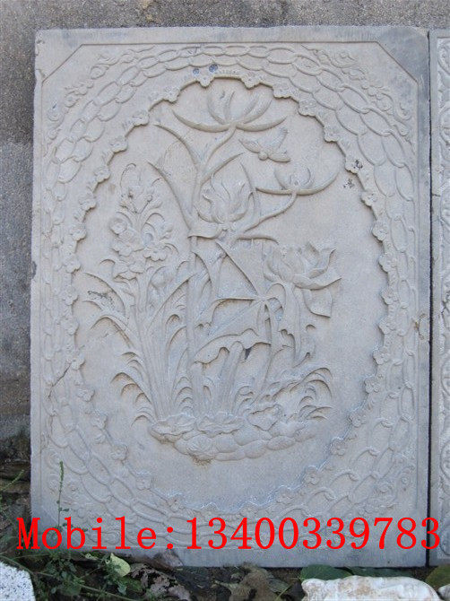 Stone carved flower and grass embossed reliefs decorated with wall reliefs decorated with doors and windows 019