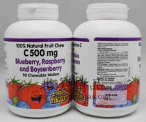 Canadian Natural Factors Vitamin C Chewable Tablets Mixed Berry Fruity Notes