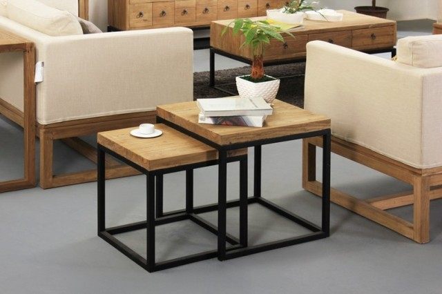 LOFT coffee table industrial corner table sofa side table metal wood Nordic coffee table phone table creative leisure dining table side table