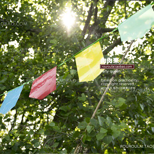 Birthday pull flag plastic waterproof festival hanging flag pull strip small bunting birthday party flag (12 flags)