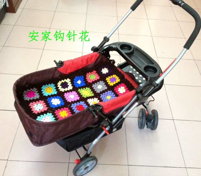 Pure handmade children's stroller blanket, hand-hook summer cool blanket, Japanese pastoral style lazy blanket, multi-color mosaic baby blanket