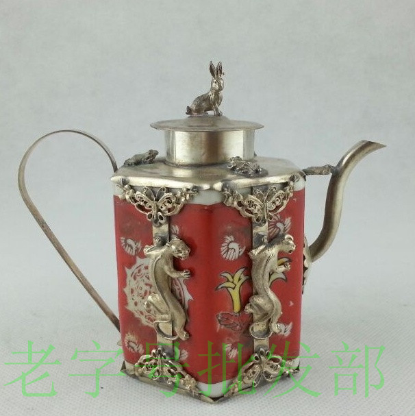 Ancient silver pot Antique craft gift decorates the fine pieces of Bo Ancient Game Collection