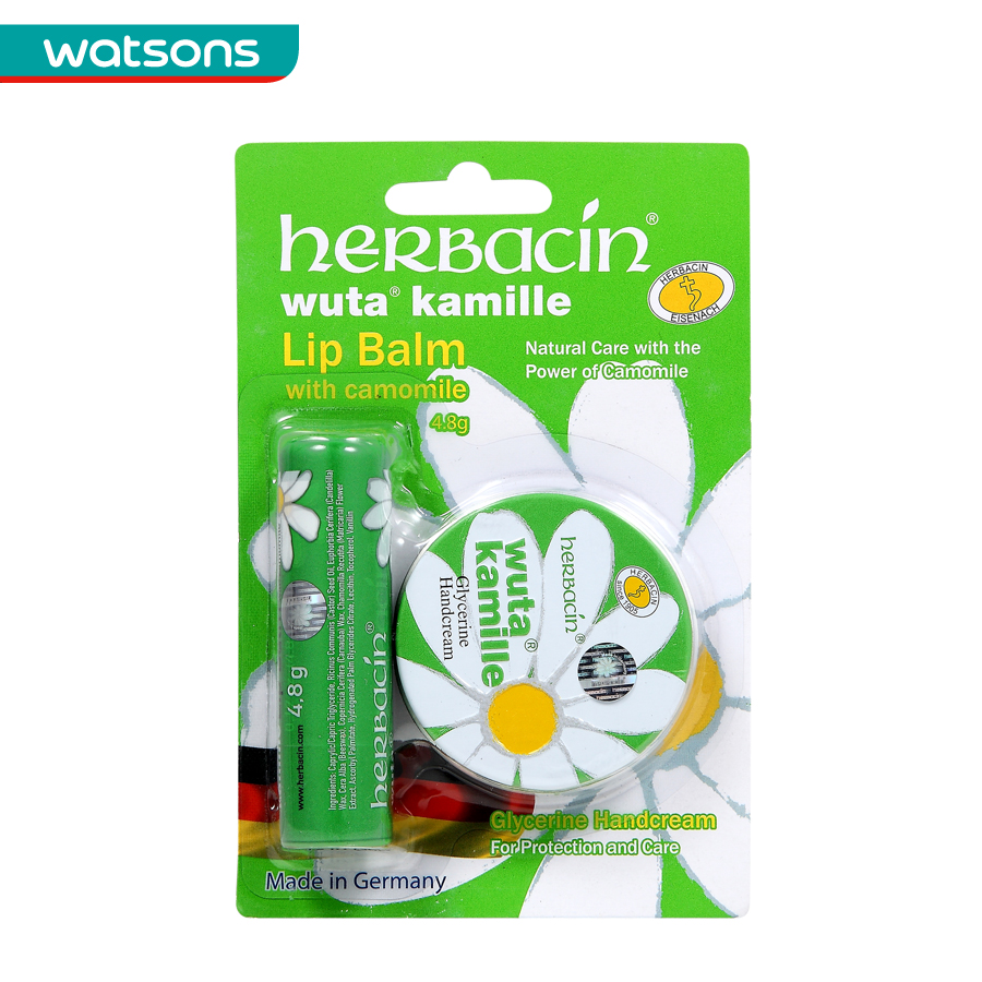 【屈臣氏】HERBACIN小甘菊修护唇膏+经典护手霜 /套