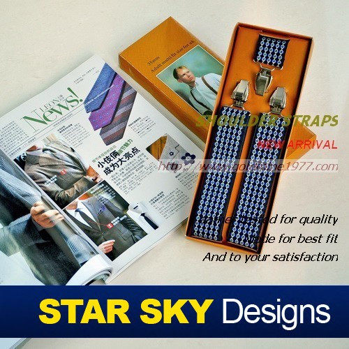 ● Star light●European and American style fashion men's baby bag hanging pants with 3 clips 3 5cm wide black pattern BD1133