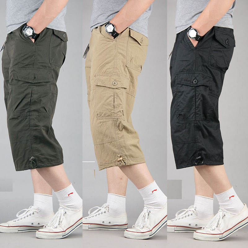 Free Shipping. Summer Plus-Size Men's Cropped Pants, Men's Multi-Pocket Mid-Length Pants, Men's Sports Pants, Plus-Size Work Shorts