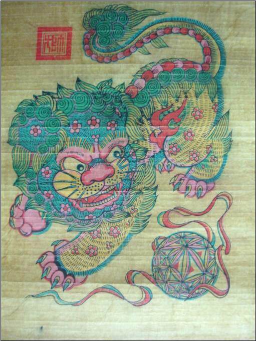 State-level intangible cultural heritage collection gifts the best gift Wuqiang wood prints antique version of a lion