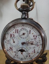 European luxury Western antique pocket watch 19th century 5-plate moon phase multi-function pocket watch