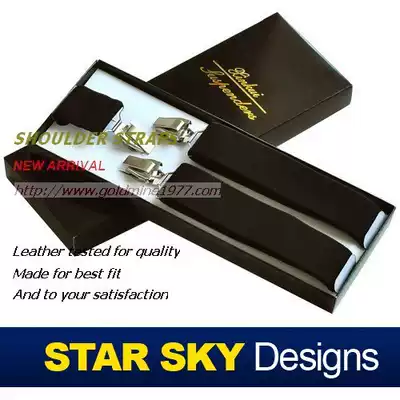 Star ● Korean version of Obama Fashion Business Men's baby bag women's baby bag suspender belt 3 clips 3 clips 3 5cm pure black