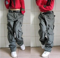 shi shang jie tou hip-hop HIP HOP overalls men and women the same pants multiple bag jie wu ku tricolor