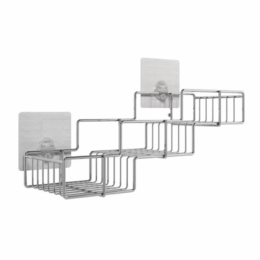 大吉 无痕强力吸盘 梯形置物架 浴室厨房 吸盘置物架超长 不锈钢