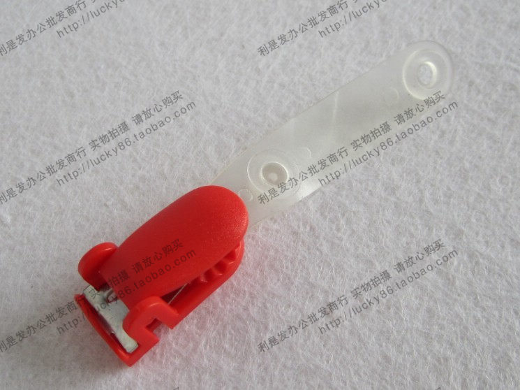 Manufacturer Direct Sales Plastic Clamshell Clip Chest Card Clip Sleeve Clip Document Card Clip Red Chest Card Clip